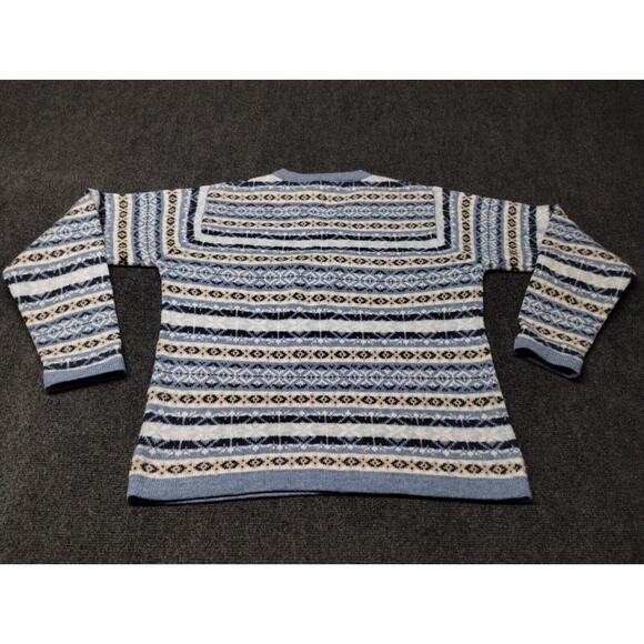 Cabelas Sweater Adult Large‎ Blue 100 % Lambswool Wool Fair Isle V Neck Soft - Picture 6 of 7